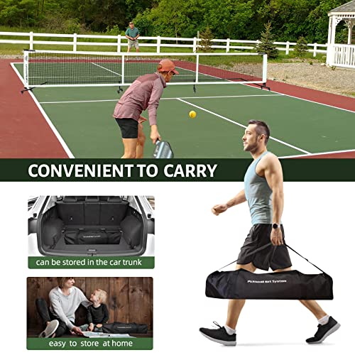 Badminton Pickleball Net System with Universal Wheel,Movable Steady Metal Frame,Strong Nylon Net and Carrying Bag,22 Feet Portable Height Adjustable Net for Pickleball and Other Games