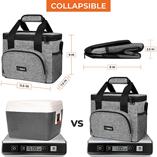 OPUX Soft Cooler Bag, Insulated Collapsible Lunch Cooler Bag for Men Work Camping Beach Travel, Portable Soft Sided Leakproof Waterproof Large Lunch Bag Box with Shoulder Strap 18 Cans, Heather Gray - color: Heather Gray, size: 18 Cans