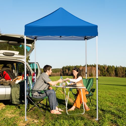 5x5 Pop Up Canopy Tent, Instant Portable Beach Canopy, Outdoor Tent with Carry Bag for Camping, Sports, Tailgating, Events, Blue - color: Blue, size: W/O Wall