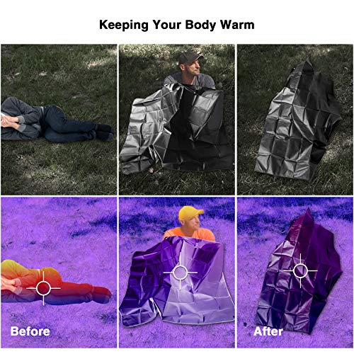 RedSwing Heavy Duty Reflective Survival Space Blanket, Multipurpose Emergency Thermal Blanket for All Weather, Black - color: Silver Black