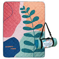 Exclusivo Mezcla Extra Large Waterproof Picnic Blankets 3 Layer, Sandproof and Foldable Outdoor Blanket for Beach Camping, Park and Travel - color: Green Leaf
