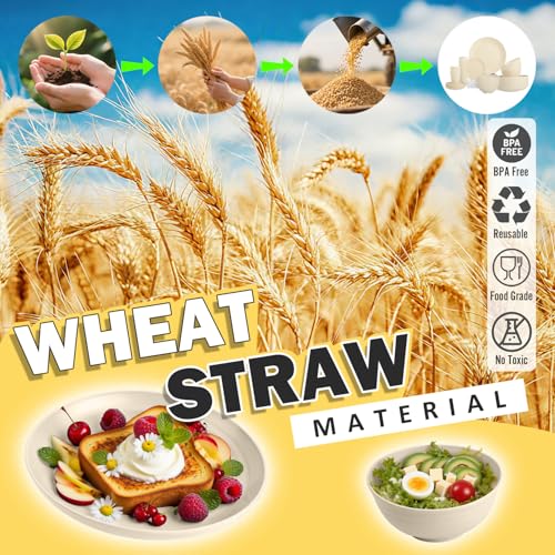 Wheat Straw Dinnerware Sets for 8, 32 PCS Unbreakable Plates and Bowls Sets, Kitchen Dish Set - Dinner Plate/Dessert Plate/Cereal Bowl/Cup, for Outdoor Camping RV Apartment Essentials - Beige - color: Beige, size: 32 PCS