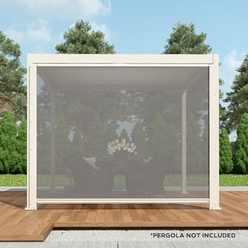 Mirador Accessory - 10Ft Side Shade Screen for Mirador pergola 80/88 Series, Crank, Enhance Outdoor Living Space with Sun Shade, Wind Block, UV Resistant, Latte, not pergola - color: Latte, size: 10Ft Side(for 80/88s)