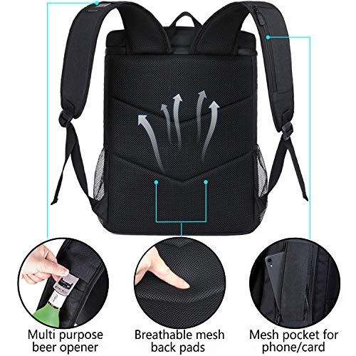 FORICH Soft Cooler Backpack Insulated Waterproof Backpack Cooler Bag Leak Proof Portable Small Cooler Backpacks to Work Lunch Travel Beach Camping Hiking Picnic Fishing Beer for Men Women - color: S - Black