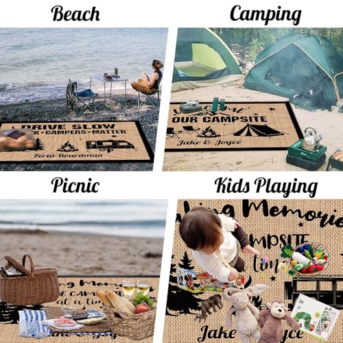 Custom Outdoor Rug for Camping Drive Slow Drunk Campers Matter RV Trailer Decor Camping Rug for Outdoors, Backyard, Patio, Picnic, Beach, 48 x 72 Inch, 23 RV Optional - color: Drive Slo, size: 4' x 6' (Rectangular)