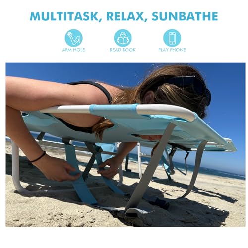 3 in 1 Women Comfort Backpack Beach Tanning Lounge Chair with Cushion Face Hole Softer Padded Adjustable Washable, Layout Sun Chair for Adults Outside Reading Sunbathing Poolside, 6 Position, 2 Pack - color: Light Blue / 2 Pack
