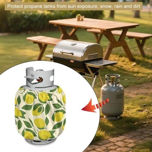 Lemon Propane Tank Cover Fits Standard 20 lb Tank Cylinde Travel Trailer Propane Covers with Elastic Slip in Gas Cover Water & Wear-Resistant for Outdoor and Indoor Use - color: Lemon