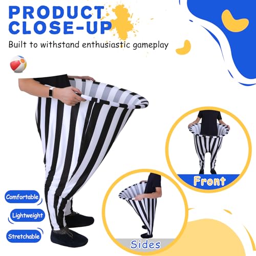 Granny Pants Yard Game Set for Adults, Oversized Granny Pants with 5 Bouncy Balls and 1 Pump, Fun Tossing Games Props for Outdoor Parties, Group Gatherings and Family(Black and White Stripes) - color: Black and White, size: Large