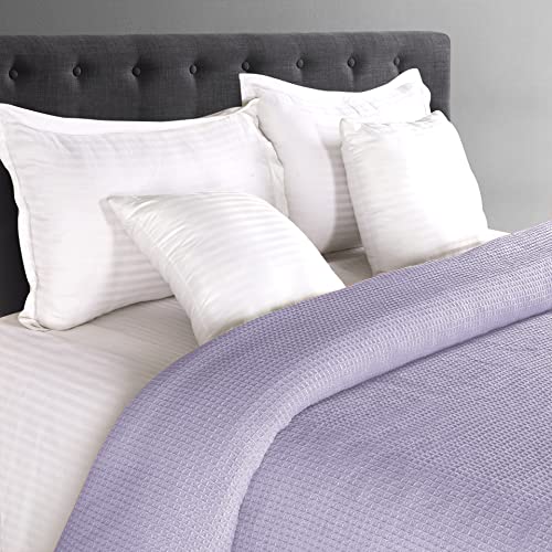 GLAMBURG 100% Cotton Thermal Blanket, Breathable Waffle Twin Blanket, All Season Purple - color: Purple, size: Twin (60"x90")