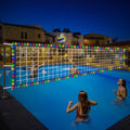 Upgraded Pool Volleyball Net, 15x3FT Pool Volleyball Net for Inground Pool Games for Adults and Family 2026 Summer Pool Floaties Party Gift - color: White Blue with Lights