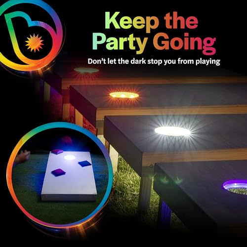 Brightz LED Cornhole Board Ring Lights, 2-Pack - 48-Hour Battery Life - Illuminate Your Game with Dazzling Glows and Ultimate Style for Non-Stop Evening Fun and Excitement (Includes Hole Lights Only) - color: Orange