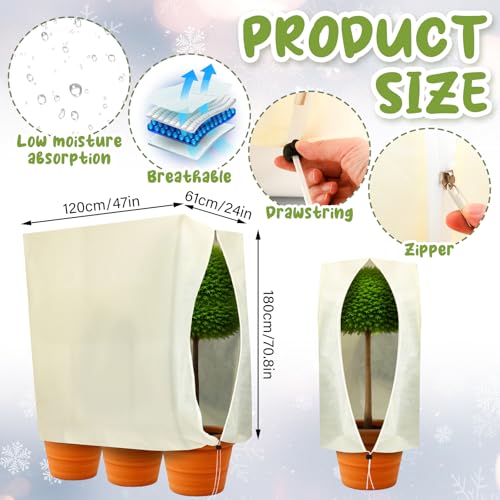 2 Pcs 47" x 70.8" Raised Garden Bed Cover for Winter Large Plant Covers Freeze Protection with Zipper Drawstring Frost Cloth Blanket Protection Box Bags for Garden Outdoor Plants Bush - size: 47 × 24 x 70.9 in