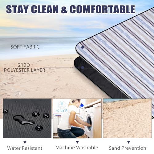 G GOOD GAIN Waterproof Picnic Blanket Portable with Carry Strap for Beach Mat or Family Outdoor Camping Party（Oyster） - color: Oyster Grey