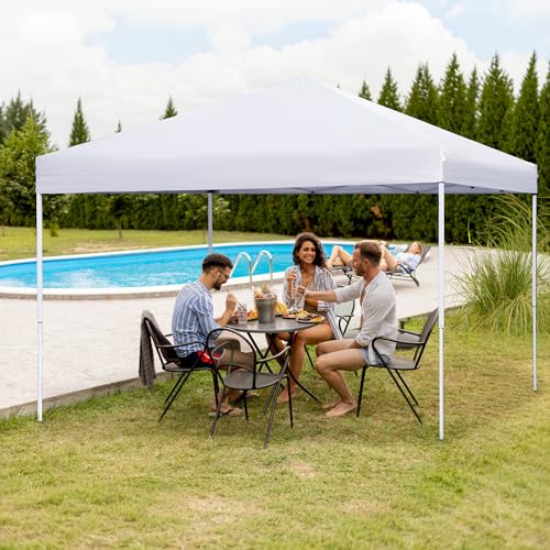 JupiterForce 10 x 10 Pop Up Canopy Tent Sun Protection Waterproof Instant Shelter Portable Folding Canopy with Roller Carry Bag, White - color: White