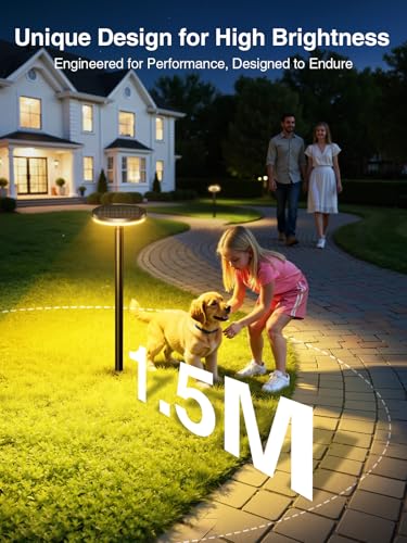 KOOPER 3X Larger & Taller Solar Pathway Lights Outdoor, 6 Pack Metal Solar Powered Garden Lights Waterproof, 2 Lighting Modes Adjustable Solar Landscape Path Lights for Outside Yard Walkway Driveway