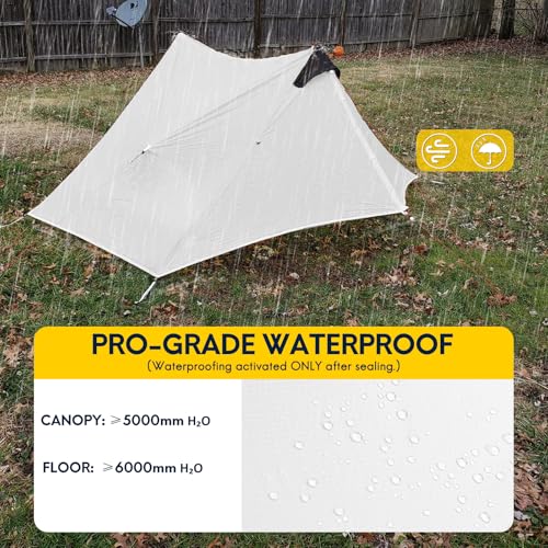 LANSHAN Ultralight Tent 3-Season Backpacking Tent for 1-Person or 2-Person Camping, Trekking, Kayaking, Climbing, Hiking - color: 2-person, white