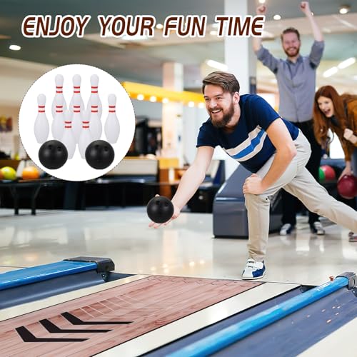 Mini Bowling Set, Indoor & Outdoor Home Bowling Alley Set with Thicken Lane, Bowling Pins & Ball Set for Family & Friends, Diatomite & Rubber Materials Lane (Upgrade)