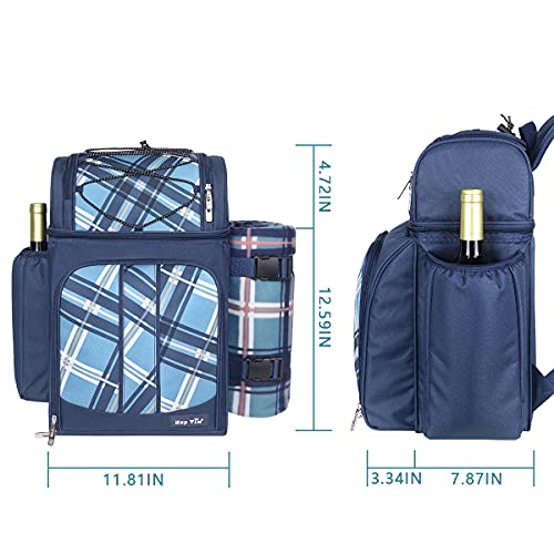 Hap Tim Picnic Backpack for 4 Person with Blanket, Insulated Leakproof Cooler Compartment, Wine Holder, Cutlery Set, Gifts Ideals for Wedding, Housewarming, White Elephant, Bridal Showers(36079-BL) - color: Blue, size: 4 Person