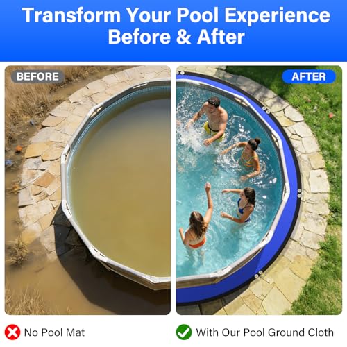 12FT Round Pool Liner Pad for Above Ground Pools, 165 GSM Thickened Puncture-Resistant Under Mat (13FT Actual), Heavy-Duty Underlayment with Metal Grommets - size: R12FT