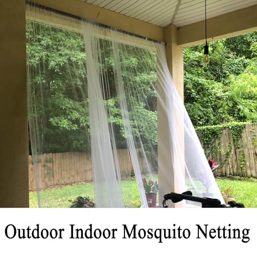 Patio Screen Mesh Outdoor Curtains Waterproof Sheer Lightweight Bug Netting for Porch Gazebo Garden Party Wedding Backdrop, White, W 125 x L 98 inch per Panel, 2 Panels - color: White, size: 125"W x 98"L (Pack of 2)