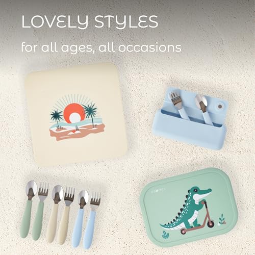 ASOMIC Premium 316 Stainless Steel Toddler Utensils with Silicone Handles & Travel Case, Kids Spoon & Fork Set for Toddler Self Feeding at Daycare, Preschool & School, BPA-Free, Dishwasher Safe - color: Sky-Blue