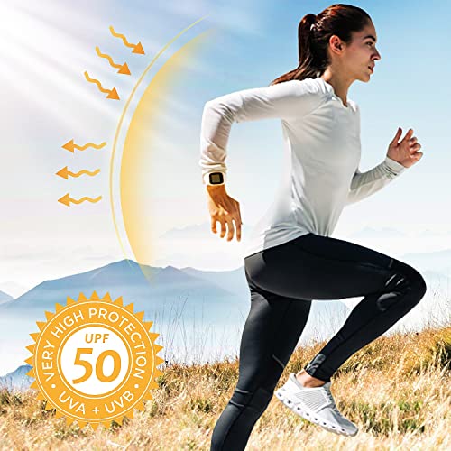 isnowood Women's Sun Protection Long Sleeve Shirts, UPF 50+ UV Rash Guard Swim Shirt, Workout Hiking Running Athletic Tops - color: 2 Pack-white, Gray, size: Large