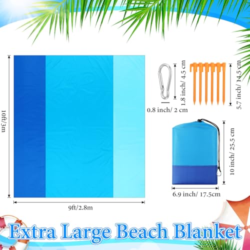 Drydiet Extra Large Beach Blanket Sandproof Waterproof 10 x 9 ft Beach Mat for 2-8 Adults Oversized Quick Drying Outdoor Picnic Blanket Lightweight Sand Free Mat for Travel Camping Hiking(Blue) - color: Blue