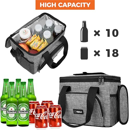 OPUX Soft Cooler Bag, Insulated Collapsible Lunch Cooler Bag for Men Work Camping Beach Travel, Portable Soft Sided Leakproof Waterproof Large Lunch Bag Box with Shoulder Strap 18 Cans, Heather Gray - color: Heather Gray, size: 18 Cans