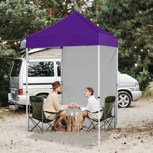 EAGLE PEAK Pop up Canopy 5x5, Outdoor Portable Canopy Tent with One Removable Sunwall, Carry Bag Included, Purple - color: Purple