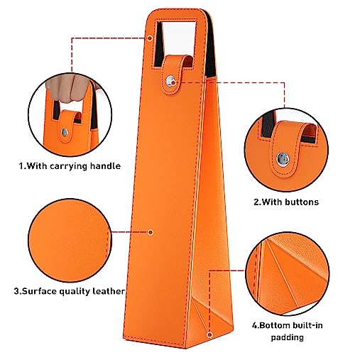 RYDDOY Wine Gift Bag, Reusable Leather Wine Tote Carrier, Single Bottle Champagne Beer Gift Bags Carrier for Birthday, Wedding, Picnic Party, Christmas festival Gifts (Orange) - color: A-Orange-16.1×3.5×3.5