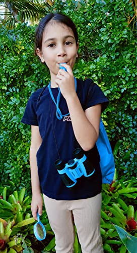 Adventure Kidz - Outdoor Exploration Kit, Children’s Toy Binoculars, Torch, Compass, Whistle, Magnifying Glass, Backpack. Great Kids Gift Set for Camping, Hiking, Educational and Pretend Play. - color: Blue