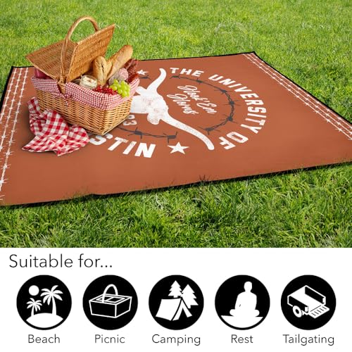 LOGOVISION University of Texas Picnic Outdoor Blanket, 50"x60" Stamp, Foldable Blanket for Picnic, Beach, Camping, Park, Tailgate - color: Stamp