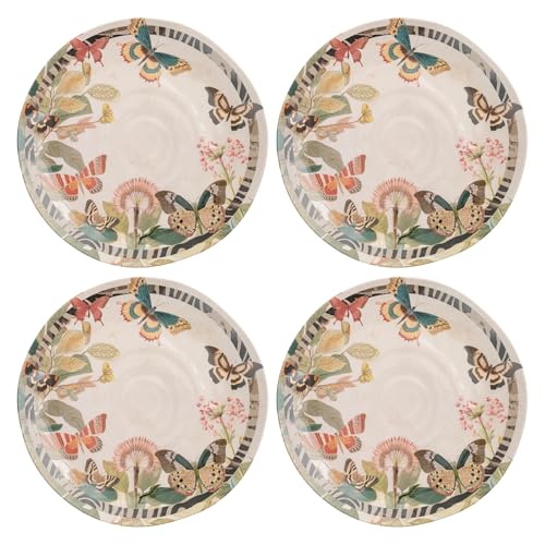 Karma, 8.75 inches Melamine Salad Plates Set of 4, Reusable Dishwasher Safe Plates for Outdoor and Indoor, Eclectic Butterflies - color: Eclectic Butterflies