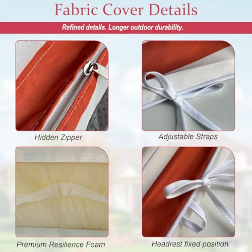 Chaise Lounge Cushions Outdoor 72x21x4 Inch, Patio Lounger Chair Cushion with Removable Cover, Fade Resistant Replacement Pad for Outdoor Furniture (Orange and White Stripes, 72x21x4 inch) - color: Orange and White Stripes