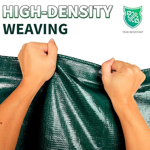 Green Heavy Duty Tarp 10x12 Feet, 12 Mil Thick Waterproof Poly Tarps Cover UV Resistant, Rip & Tear Proof with Metal Grommets Every 20 Inche - color: Green, size: 10x12 Ft