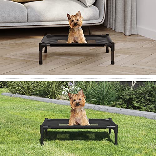 Elevated Dog Bed - 24.5x18.5-Inch Portable Pet Bed with Non-Slip Feet - Indoor/Outdoor Dog Cot or Puppy Bed for Pets up to 25lbs by PETMAKER (Black)