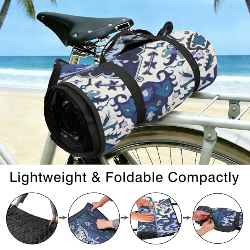 Supfitness Extra Large Picnic Blankets Waterproof Foldable (80"x 80") Beach Blanket Waterproof Sandproof,3-Layer Thicking Mat Outdoor Packable Camping Blanket - color: Boho-dark Blue, size: 80x80in