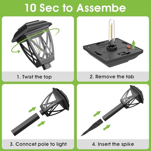 Greluna Solar Pathway Lights Outdoor 10 Pack, Auto On/Off Waterproof Solar Garden Lights, Energy Saving LED Landscape Outside Lights for Yard, Walkway, Patio & Driveway Decor