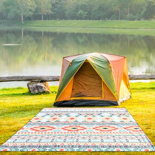 HIHOHO Beach Blanket Waterproof Sandproof Extra Large Beach Mat 79" X 83"/120"x108"for 1-8 Adults Quick Drying Durable Outdoor Picnic Mat for Beach Travel Camping Hiking - color: Bohemian-green Orange, size: 79" X 83"（1~3 person）