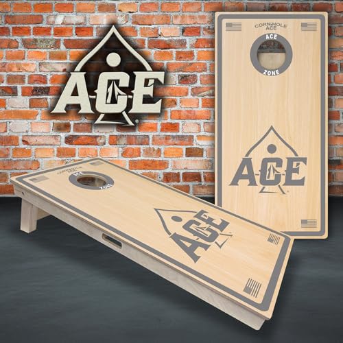 CornholeAce ACE PRO Professional Cornhole Boards - No Bounce! Triple Wide Legs, 3/4" Baltic Birch Plywood, Handles, Regulation Size (4x2ft), Tournament Style, Made in USA - color: Silver