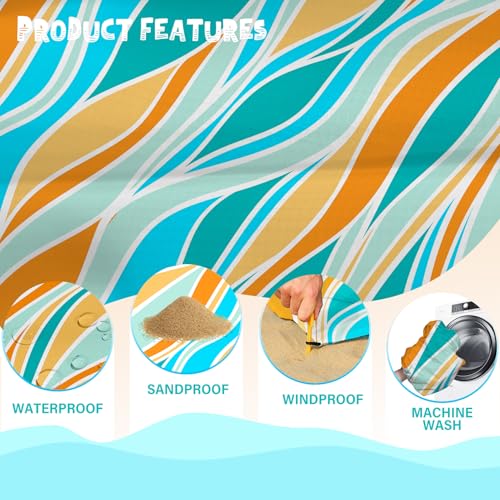 Beach Blanket Waterproof Sandproof 1-7 Adult Oversized 78 '' × 81 '' Lightweight Durable Compact Sand Free Extra Large Beach Mat for Travel Camping Hiking Picnic - color: Wave1, size: 78“x81”