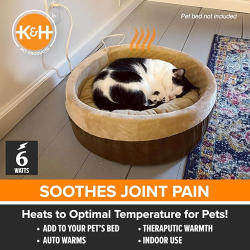 K&H Pet Products Pet Bed Warmer, Turn Any Pet Bed Into a Heated Cat or Dog Bed, Waterproof Indoor Heated Warming Pad Insert, Automatic Temperature, Safety Listed - Medium 20 X 5.5in Tan - size: Medium