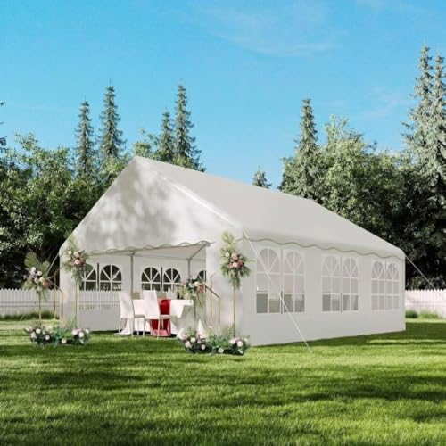 Heavy Duty Party Tent,20x20FT Outdoor Wedding Tent Canopy Event Shelters Upgraded Galvanized Steel with Removable Sidewalls & Waterproof Roof, for Parties Carport Camping Garden Patio