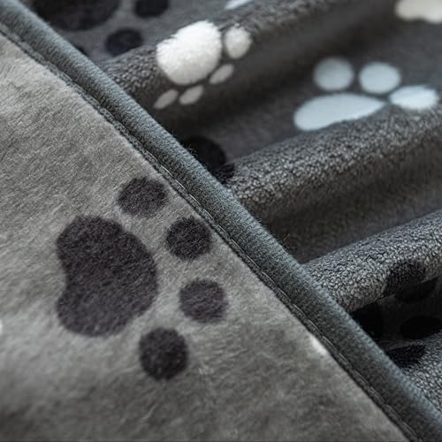 Dog Blanket Paw Bone Pattern 1 Pack 2 Super Soft Warm Flannel Sofa Cover Car Bed Protector, Urine Proof Washable Outdoor Pet Blanket for Puppy Large Dogs & Cats,60"*50" Grey - color: Grey|paw Bone, size: 60*50 inch (Pack of 2)