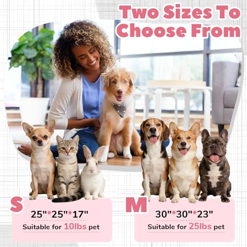 Foldable Puppy Playpen Indoor & Outdoor,Portable Small Dog & Kitten Playpen with Breathable Mesh,Easy Setup Pet Pen with Zipper Door & Carry Bag,Pop Up Puppy Playpen,Pink M - size: M