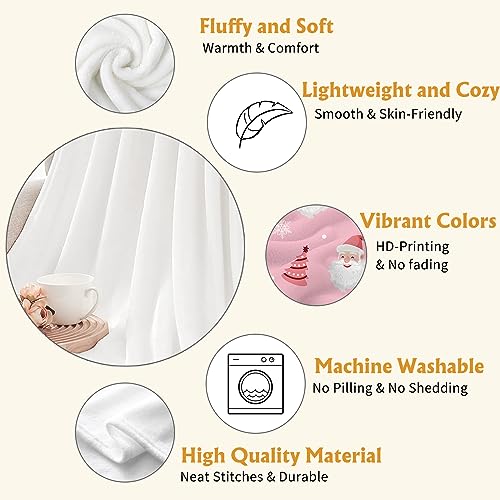 YeeJu Christmas Decorative Throw Blanket King Size Pink Santa Claus Blanket for Bed Soft Lightweight Fuzzy Plush Fleece Blanket and Throws Large Oversized Big Xmas Winter Holiday Blanket 90x108 - color: Chrsitmas-06, size: 90"x108"