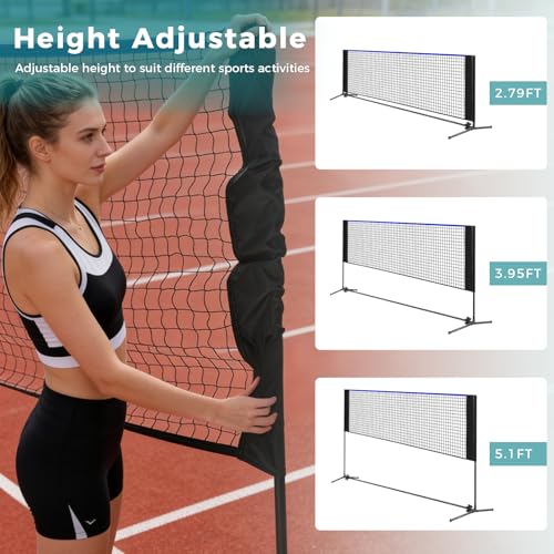 OLIXIS Portable Badminton Net, Height Adjustable Volleyball Net, Badminton Net with Carry Bag, Volleyball Net for Pool, BackyardGame Indoor Outdoor Use - color: Blue, size: 10FT