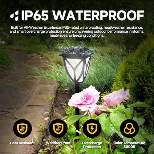 Ensenior Solar Lights Outdoor, 6-Pack LED Solar Garden Lights for Pathway Yard Patio Walkway Planter Walkway Landscape Lighting, IP65 Waterproof, Energy-Efficient Landscape Lighting, 6500K - color: 6500K- Cool White