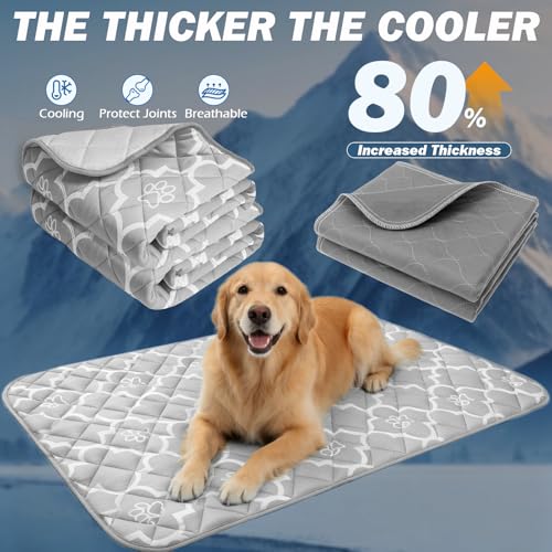 EXPAWLORER Dog Cooling Mat-28.3''*47.2'' Upgraded Extra Large Cooling Pad for Dog Dogs Cats Pets in Summer Keep Cool,Washable,Non-Slip Blanket for Grate Sofa Bed Outdoor(Gray) - color: Grey