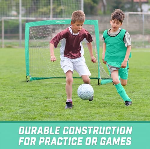 GoSports Portable Soccer Goals for Kids - 13 Color Options - Choose 4 x 3 ft or 6 x 4 ft - Team Tone Pop Up Nets for Backyard - color: Turquoise, style: 4 ft x 3 ft